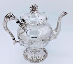 Antique E G Webster & Sons Silver Plate Hand Chased Repousse Teapot Coffee pot