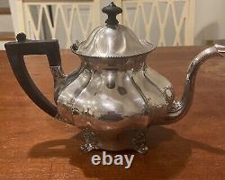 Antique Edwardian Meriden B Company Silverplate Tea Set Pot Creamer Sugar 2047
