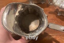Antique Edwardian Meriden B Company Silverplate Tea Set Pot Creamer Sugar 2047