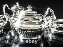 Antique Edwardian Queen Anne Style Silver Plate Tea Set Coffee Service Reed And