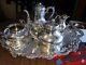 Antique Elkington Silverplate Tea Set And Webster Wilcox Tray Monogrammed R