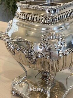 Antique England Georgian Sheffield Silver Plate Tea Pot Hot Water Coffee Urn