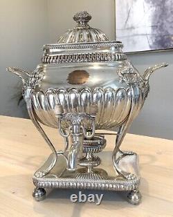 Antique England Georgian Sheffield Silver Plate Tea Pot Hot Water Coffee Urn