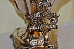 Antique English Copper Silverplated Heavy Engraved Samovar Coffee Tea Water Urn