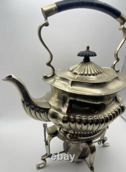 Antique English EPNS Spirit Kettle w Burner Stand Cheltenham Sheffield