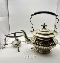 Antique English EPNS Spirit Kettle w Burner Stand Cheltenham Sheffield