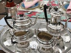 Antique English Sheffield Silver-plate Coffee & Tea Set from Palatine Club, GB
