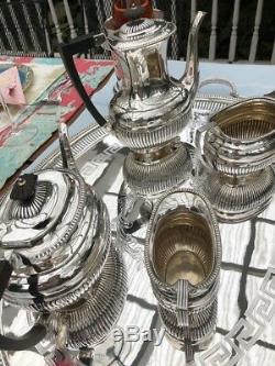 Antique English Sheffield Silver-plate Coffee & Tea Set from Palatine Club, GB