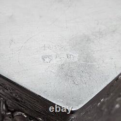 Antique English Silver Plate Diamond Form Chased Tea Caddy Etched Decorative