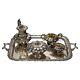 Antique English Silver Plate Four Piece Tea Set With Tray 19th C