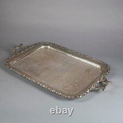 Antique English Silver Plate Four Piece Tea Set with Tray 19th C