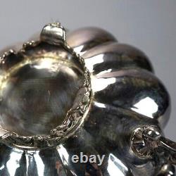Antique English Silver Plate Four Piece Tea Set with Tray 19th C