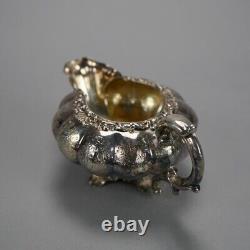 Antique English Silver Plate Four Piece Tea Set with Tray 19th C