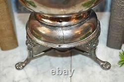 Antique English Silver Plate Spirit Tea Kettle on Stand Tilting
