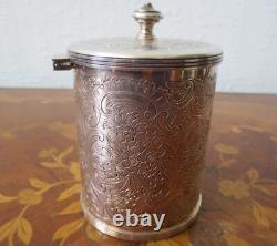 Antique English Silver Plate Tea Caddy Tobacco Jar by Barker Ellis