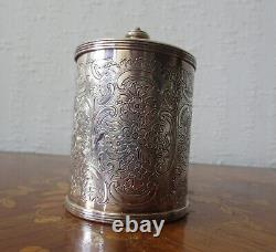 Antique English Silver Plate Tea Caddy Tobacco Jar by Barker Ellis