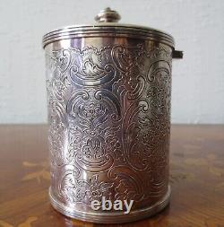 Antique English Silver Plate Tea Caddy Tobacco Jar by Barker Ellis