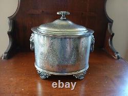 Antique English Silver Plate Tea Caddy Tobacco Jar by Barker Ellis Late 1800's