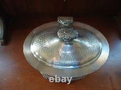 Antique English Silver Plate Tea Caddy Tobacco Jar by Barker Ellis Late 1800's