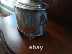 Antique English Silver Plate Tea Caddy Tobacco Jar by Barker Ellis Late 1800's