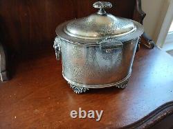 Antique English Silver Plate Tea Caddy Tobacco Jar by Barker Ellis Late 1800's
