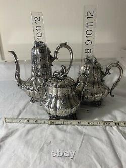 Antique English Silverplate James Deakin & Sons JD&S Tea set coffee pot sugar bo