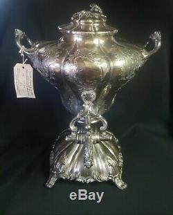 Antique English Silverplated Heavy Engraved Samovar Coffee Tea Water Urn Horchow