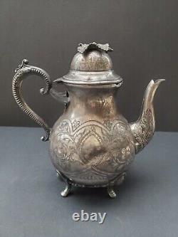 Antique English Steinhart & Co Birmingham Silverplated Teapot Early C20th Damage