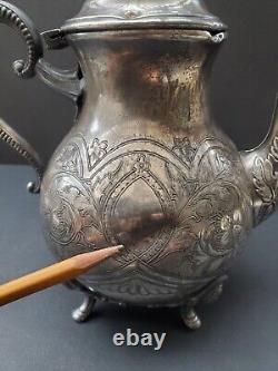 Antique English Steinhart & Co Birmingham Silverplated Teapot Early C20th Damage