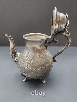 Antique English Steinhart & Co Birmingham Silverplated Teapot Early C20th Damage