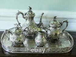 Antique English Victorian Silverplate Figural Tea Set (downton Abbey)