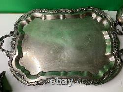 Antique F. B. Rogers 1881 Lady Margaret Silver Plate Tea Set 7 Pc
