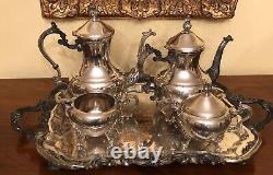 Antique F. B. Rogers 2377 Lady Margaret 5 Piece Silver Plate Tea Set