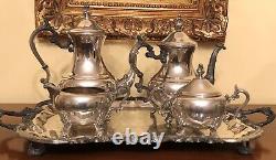 Antique F. B. Rogers 2377 Lady Margaret 5 Piece Silver Plate Tea Set