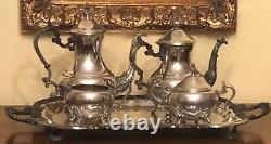 Antique F. B. Rogers 2377 Lady Margaret 5 Piece Silver Plate Tea Set