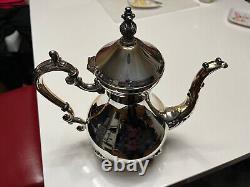Antique F. B. Rogers Silver Plate Tea & Coffee Set Butler Tray Creamer Sugar