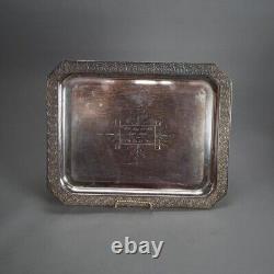 Antique Five Piece Bailey & Brainard Egyptian Revival Silver Plate Tea Set C1890