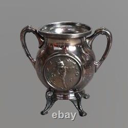 Antique Five Piece Bailey & Brainard Egyptian Revival Silver Plate Tea Set C1890