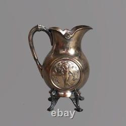 Antique Five Piece Bailey & Brainard Egyptian Revival Silver Plate Tea Set C1890