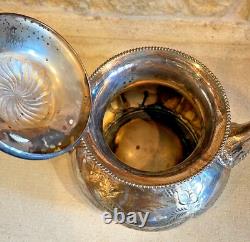 Antique Floral Silver Plate 4 Piece Tea Set 345 New Bedford Mass Pairpoint Mfg
