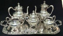 Antique Forbes Silver Coffee Tea Set Sugar Creamer with F. B. Rogers Tray