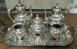 Antique Forbes Silver Coffee Tea Set Sugar Creamer with F. B. Rogers Tray