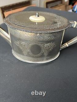 Antique Frederick Elkington Bone Handle Silver Plate Tea Pot c1890