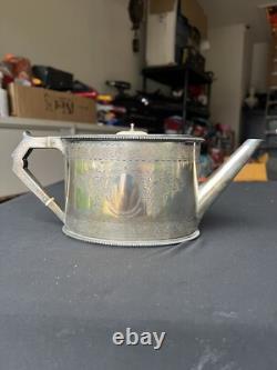 Antique Frederick Elkington Bone Handle Silver Plate Tea Pot c1890