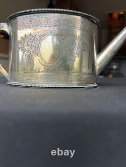 Antique Frederick Elkington Bone Handle Silver Plate Tea Pot c1890