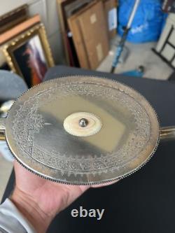 Antique Frederick Elkington Bone Handle Silver Plate Tea Pot c1890