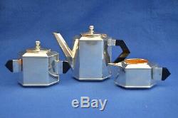 Antique French Art Deco Silver Plate Tea set Teapot Milk Jug Sugar