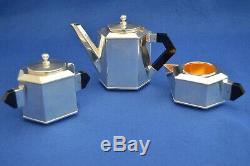 Antique French Art Deco Silver Plate Tea set Teapot Milk Jug Sugar
