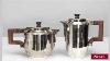 Antique French Art Deco Silver Plated 5 Piece Tea Set With