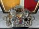 Antique French Art Deco Silver Plated Tea Set With Tray Complete 5 Pieces 1930s